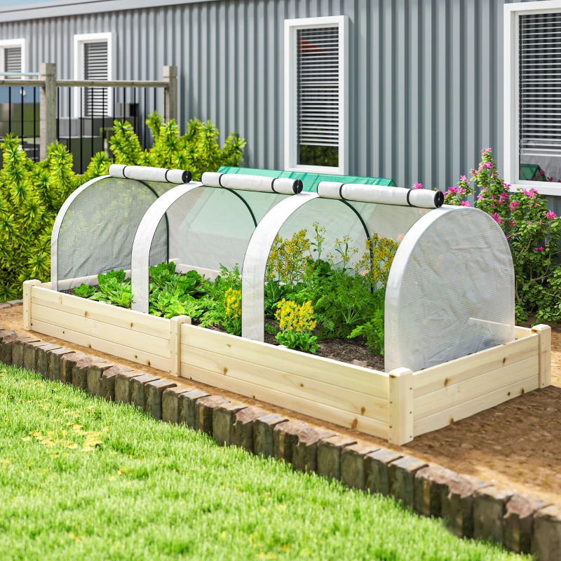 Outsunny Mini Garden Greenhouse Tomato Greenhouse 300L x 100l x 80H cm Steel PE High Density 140 g/m² UV-resistant 3 windows White