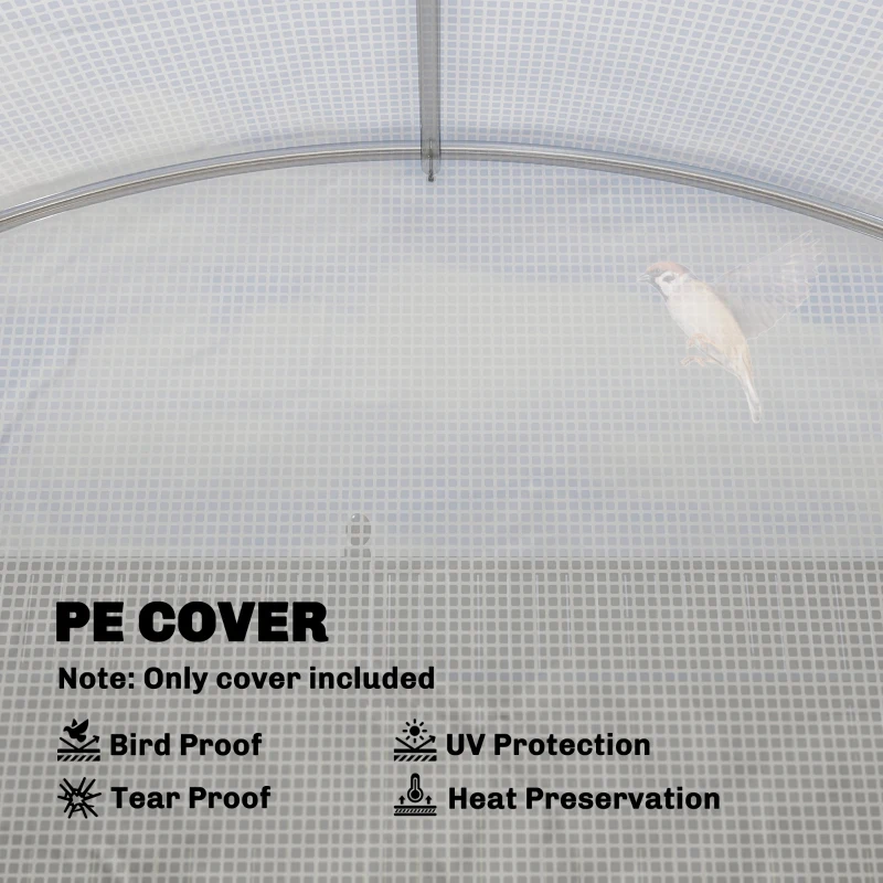 Outsunny Folia do szklarni 3 x 3 m, wodoodporna folia polietylenowa z rolowanymi drzwiami, 6 okien, ochrona UV, biała