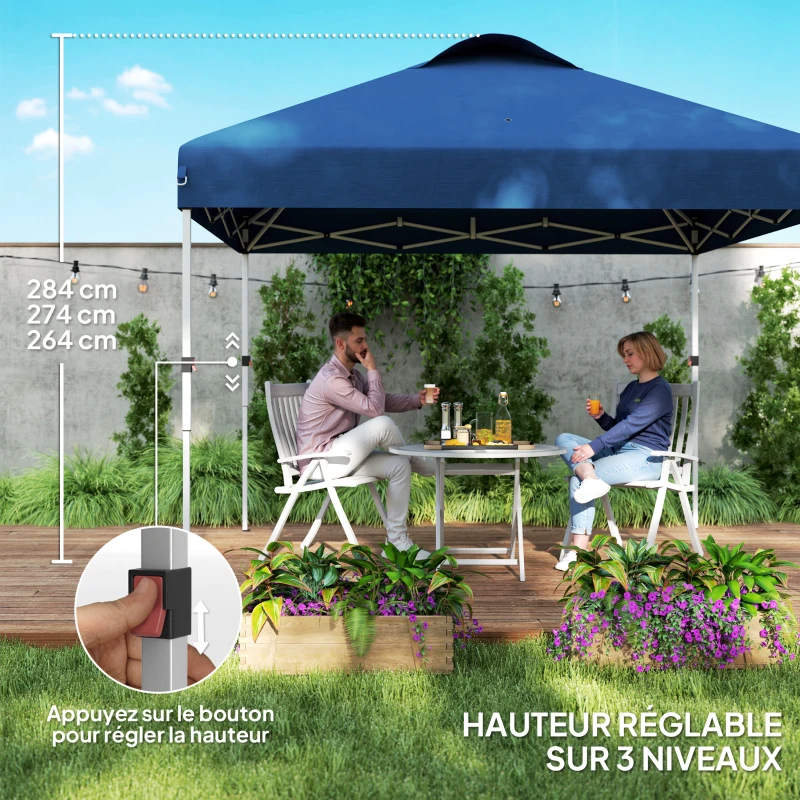 Outsunny Pop-Up Folding Marquee Canopy 3 x 3 Adjustable Height Sidewalls Vents Windows Wheeled Carry Bag