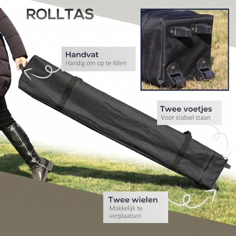 Outsunny Tuinpaviljoen 4x4 met Ventilatiedak, Snelle Montage en 4 Gaaswanden, Donkergrijs