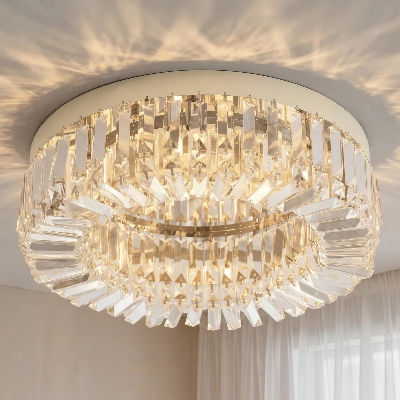 HOMCOM Crystal Chandeliers with Crystal Pendants, 8-Light Ceiling Light for Living Room, Bedroom Dining Room, Silver Tone