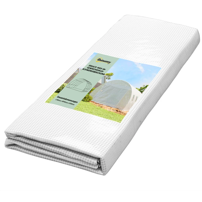 Outsunny Zamienna osłona szklarni, odporna na warunki atmosferyczne, 400 cm x 300 cm x 200 cm, Transparentna, Biała