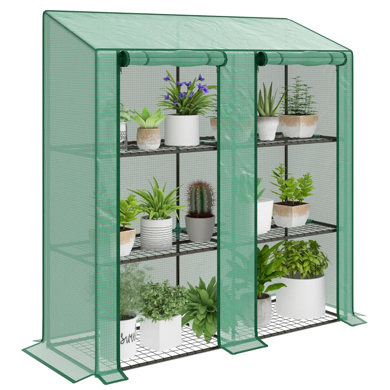 Outsunny 46 x 143cm Three-Shelf Mini Greenhouse - Green