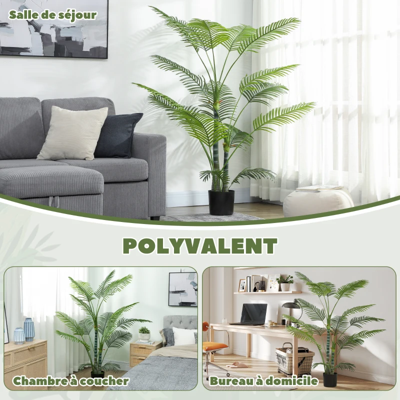 HOMCOM Indoor Artificial Plant 170 cm, Artificial Palm Tree with Plastic Pot and Flocking, Green
