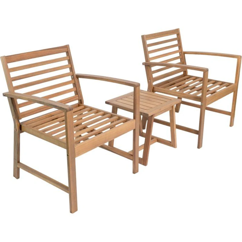 Salon de jardin en bois d'Acacia FSC avec coussins - 2 personnes - Cali - Gris