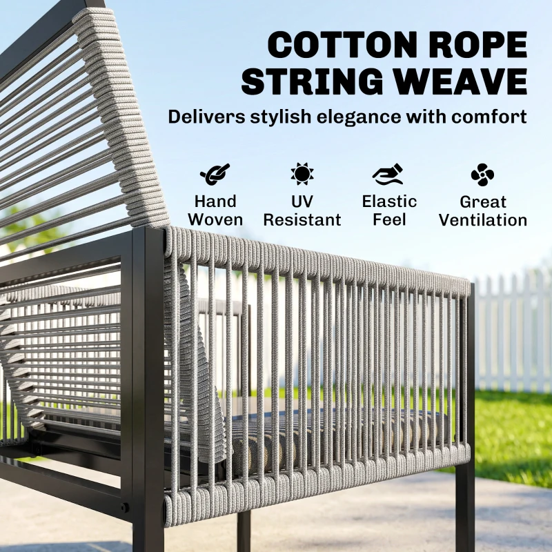 Outsunny 5 Pieces Garden Dining Set, Outdoor Patio Cube Set, 4 Seater Outdoor Table and Chairs with Foldable Backrest, Light Grey