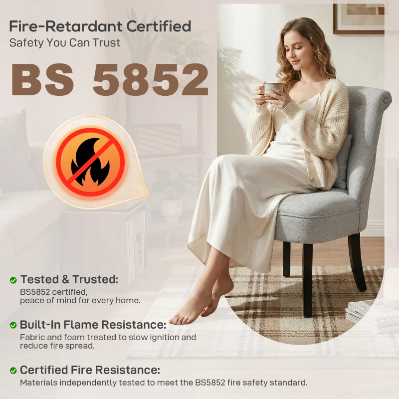 HOMCOM Fabric Single Sofa Dining Chair Tub Chair Upholstered W/ Pillow Solid Wood Leg Home Living Room Furniture Grey