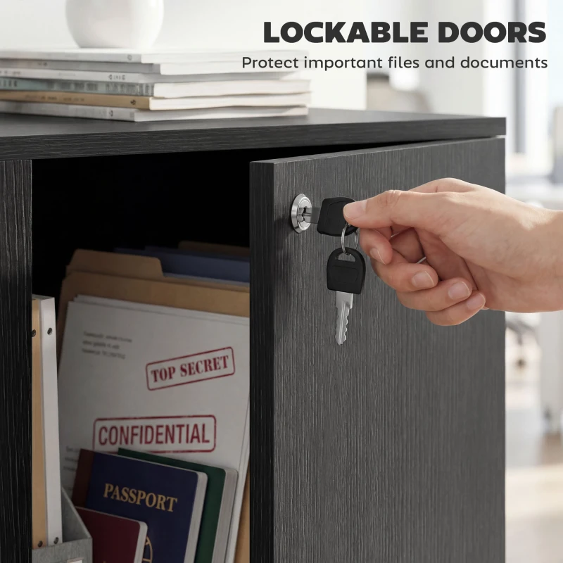Vinsetto Two-Tier Locking Office Storage Cabinet - Black