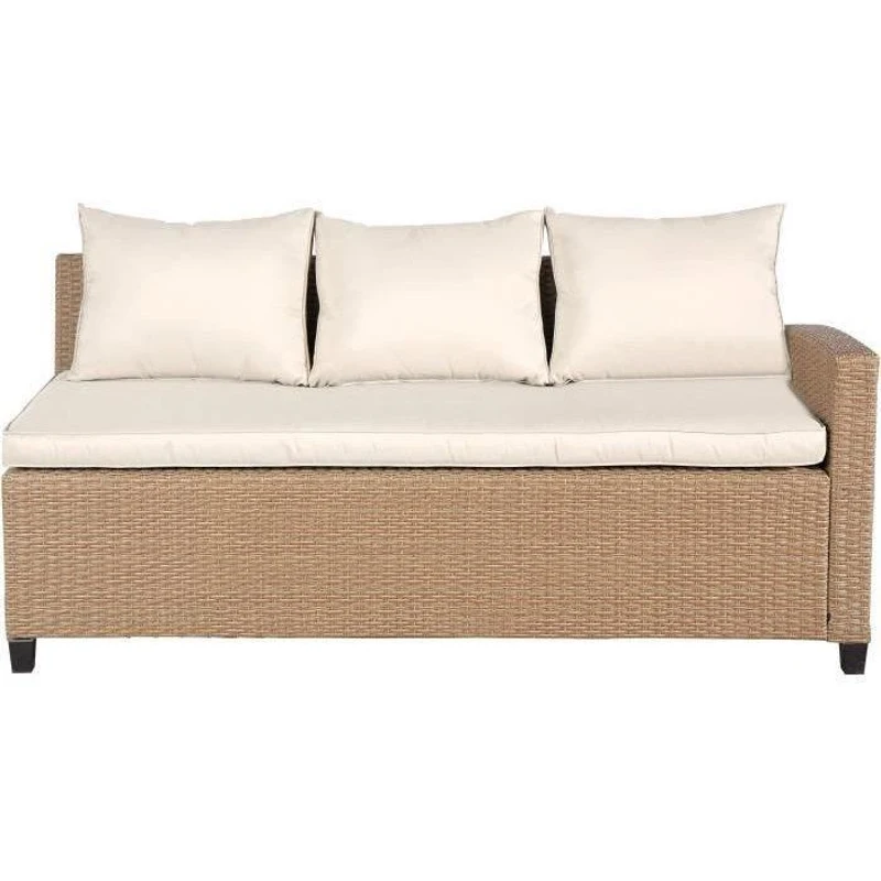 Salon de jardin KAPAS - 5 personnes - Acier et résine tressée - Beige