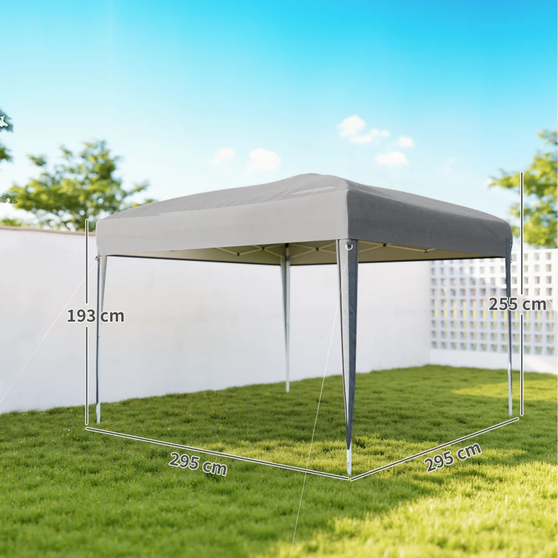 Outsunny Tenda Dobrável 3x3 m Tenda Pop-up de Jardim com Altura Ajustável e Saco de Transporte Tecido Oxford 210D Anti-UV Cinzento