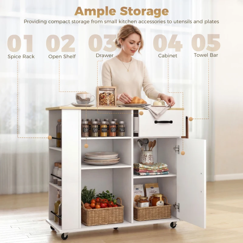 HOMCOM Cărucior mobil multifuncțional pentru depozitare