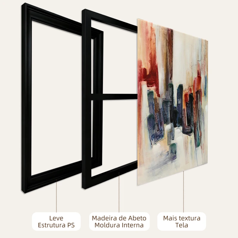 HOMCOM Quadros em Tela Abstractos 40x40 cm 2 Peças Quadros de Arte de Parede Emoldurados Decoração Moderna Multicolor