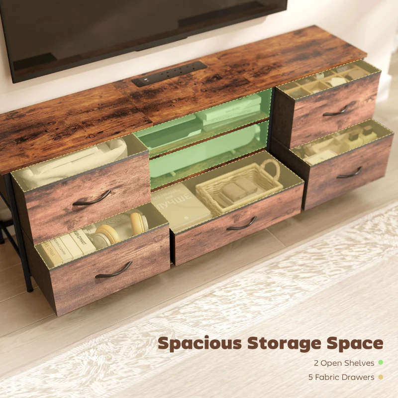 HOMCOM Multi-Storage Industrial TV Stand - Brown/Grey/Black