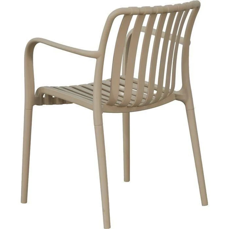 Lot de 4 fauteuils de jardin - SOLARIA - Empilables - Polypropylene renforcé - 55 x 58 x 81 cm - Beige