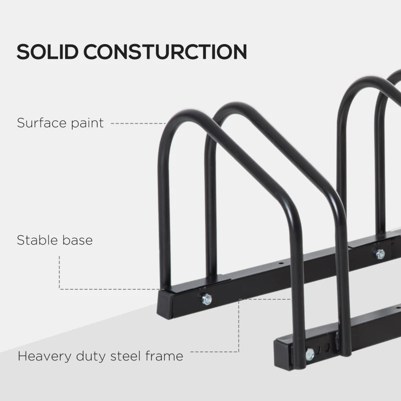 HOMCOM Bike Stand Parking Rack Floor or Wall Mount Bicycle Cycle Storage Locking Stand 135L x 33W x 27H (5 Racks, Black)