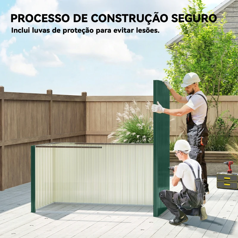 Outsunny Abrigo de Jardim Exterior 1,37 m² 163x90x179 cm com Porta com Fechadura e Grelhas de Ventilação Verde