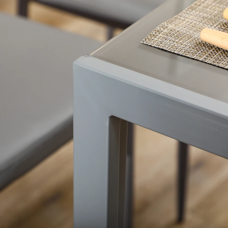 Homcom Set Pranz 5 piese: Masa si 4 Scaune Gri pentru Bucatarie