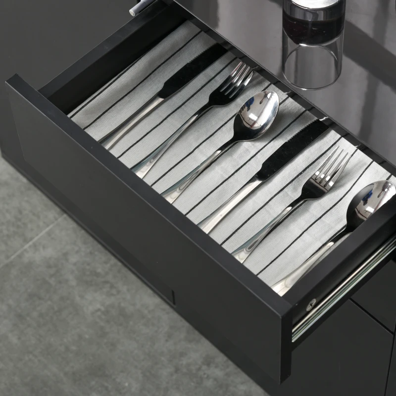 Homcom Mobilier Multiuz 79×36×74 cm – Alb cu Sertare si Dulapuri Push(m-15)