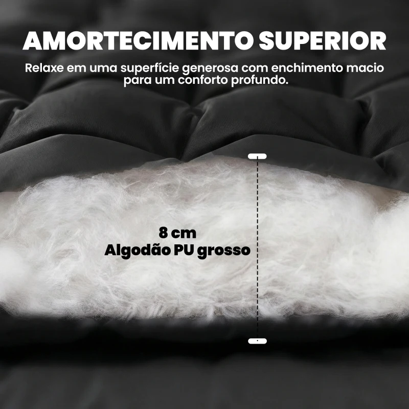 Outsunny Esteira de Campismo Dobrável Portátil com Correias Antideslizante para Cama de Campismo Tenda Viagens Preto