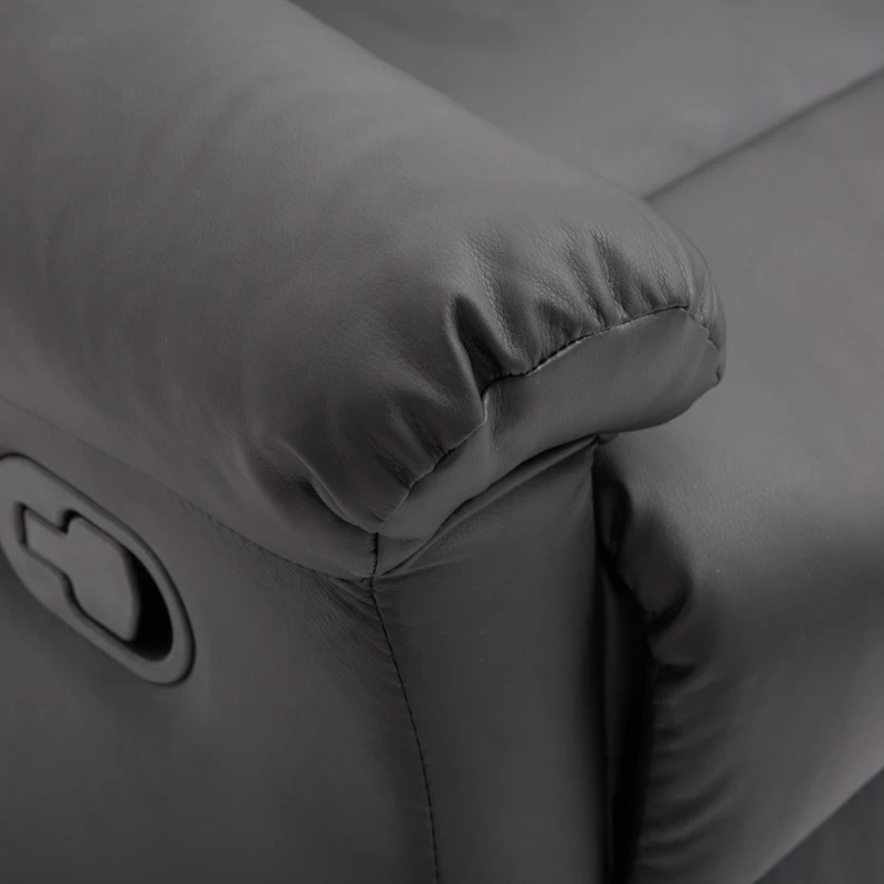 HOMCOM Fotoliu Relax Rabatabil cu Captuseala Ergonomica cuTaburet in Piele Ecologica,80 × 97 × 107cm Negru