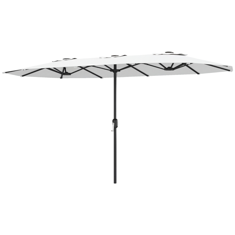 Outsunny Umbrelă Dublă de Grădină 4.6x2.7 m, Umbrelă de Exterior cu Manivelă, Husă Protectoare, 12 Spițe, Anti UV 50+, pentru Terasă Balcon Piscină Grădină, Alb