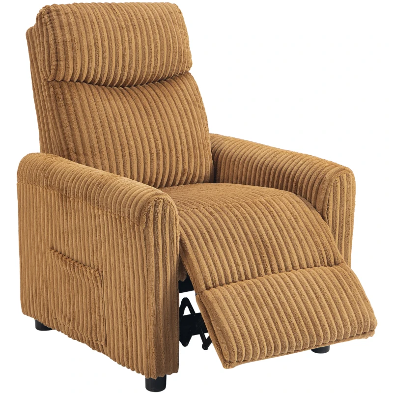 HOMCOM Poltrona Relax Reclinável Manual Estofada em Veludo com Apoio para Pés 73x86x100 cm Marrom