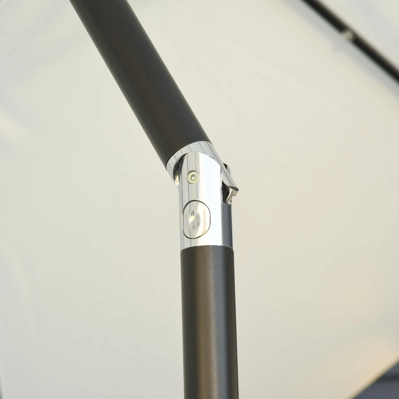 Outsunny Chapéu de Sol com Luzes LED 268x205x248 cm Chapéu de Sol de Jardim Inclinável até 45° e Abertura a Manivela Creme