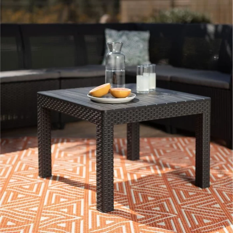 Salon de jardin - résine aspect rotin tressé- Allibert by KETER - 5 personnes - SanRemo - Gris graphite