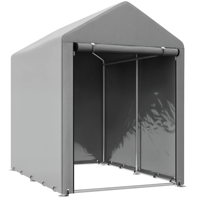 Outsunny Abrigo para Ferramentas Bicicletas e Motos 1,2x1,8x1,65 m Garagem Portátil com 2 Habitações Cinza Claro