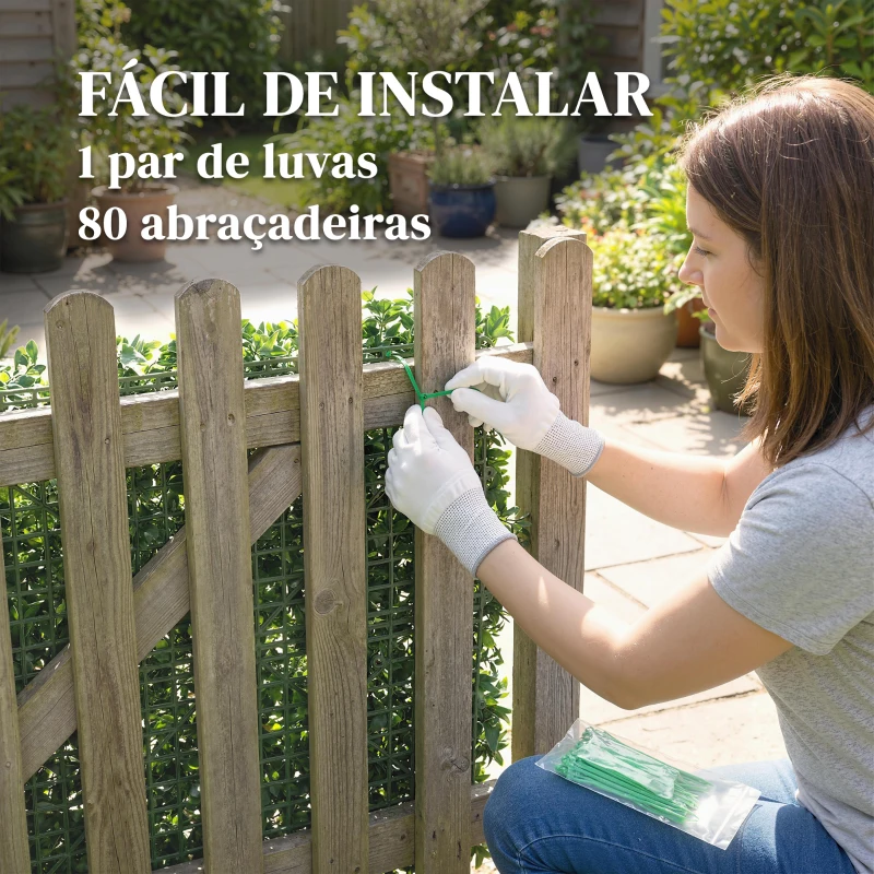 Outsunny Conjunto de 6 Sebes Artificiais de Ocultação para Jardim 50x50 cm Fácil Montagem Anti-UV para Varandas Terraços Verde