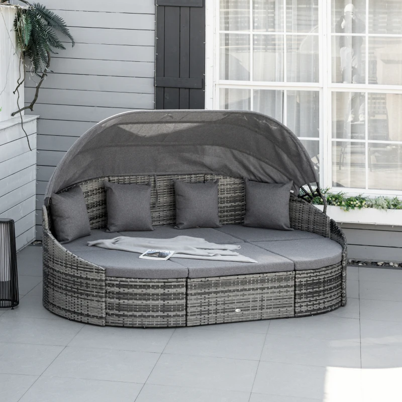 Outsunny rotan zonne-eiland 4-delig 230 cm x 145 cm x 80 cm