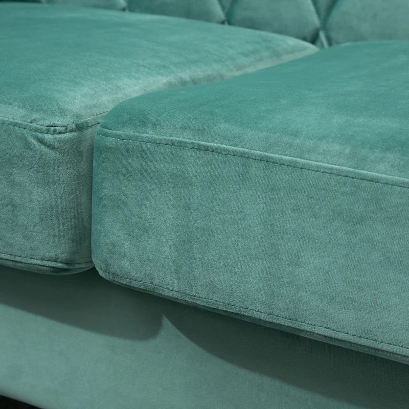 HOMCOM Canapea 2 locuri captusita invelita spuma de cauciuc picioare din lemn verde(m-13)