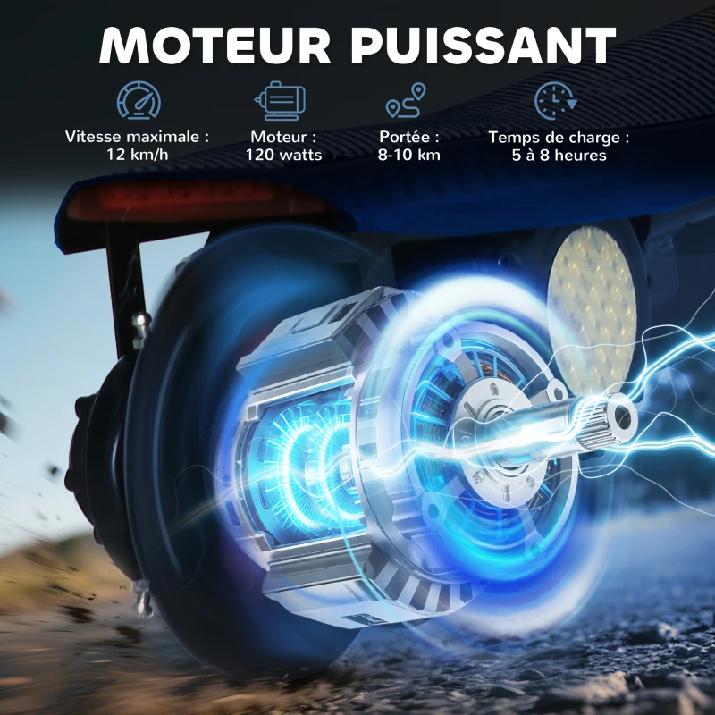 HOMCOM Trottinette électrique 120 W pliable pour enfant 7-14 ans 12 Km/h max. autonomie 10 Km max. bleu
