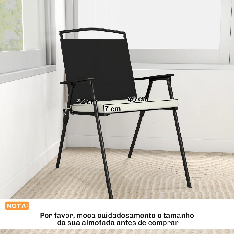 Outsunny Conjunto de Almofadas para Cadeiras de Jantar 46x42x7 cm 6 Peças com Capa Lavável e Laços, Impermeável e Anti-UV Creme