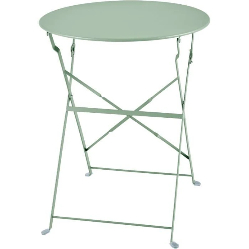Set bistrot 2 personnes - Table ronde pliante 60 cm + 2 chaises - Acier thermolaqué - Vert