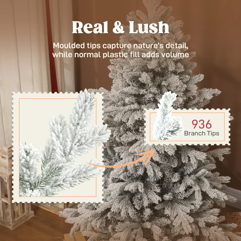 HOMCOM 5ft Snow Flocked Artificial Christmas Tree