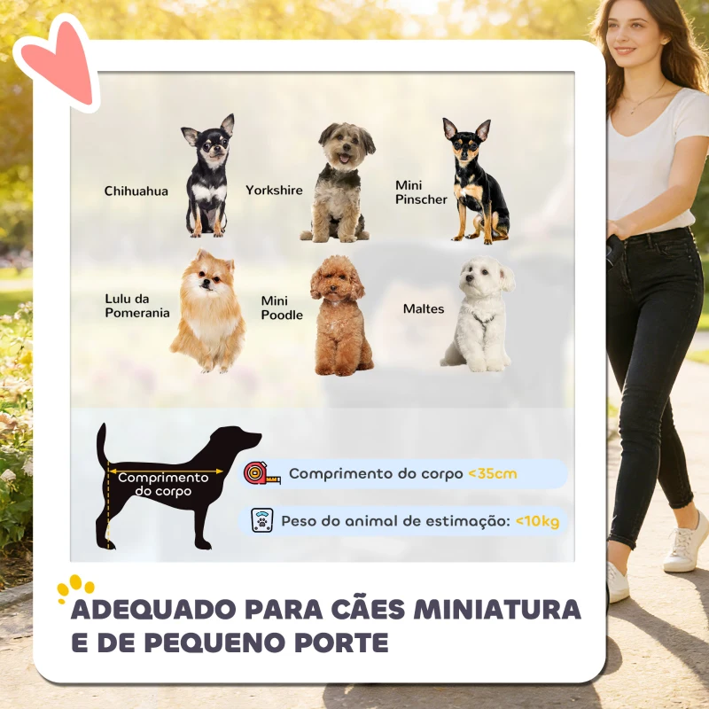 PawHut Carrinho para Cães Pequenos com Cesto de Arrumação Janelas em Rede e Cinto de Segurança 77x44x102 cm Cinzento Escuro