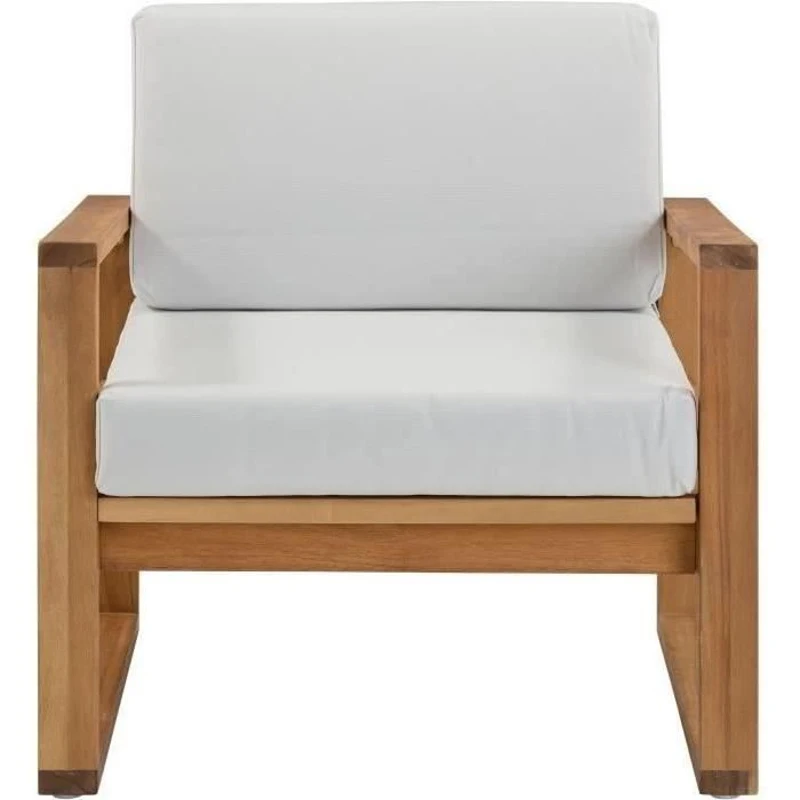 Salon de jardin en bois d'Acacia FSC - PALAWAN - 4 personnes - Coussins gris perle