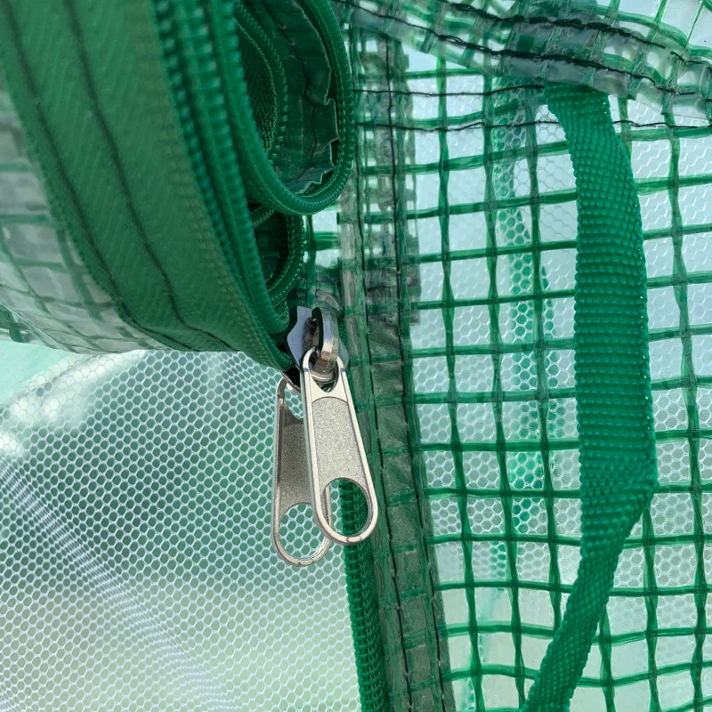 Outsunny Walk-in Polytunnel Garden Greenhouse - Outdoor Mesh Door Greenhouse with PE Cover and 6 Windows, 4.5 x 3 x 2m, Green