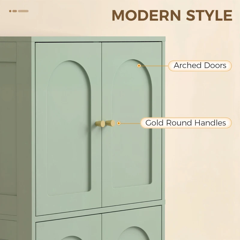 HOMCOM 4-Door Kitchen Storage Cabinet with Adjustable Shelves - Green