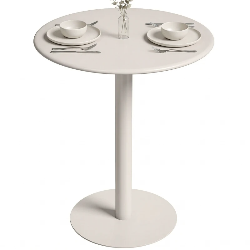 HOMCOM Table de cuisine ronde pour 2 personnes avec structure en acier, gain de place, 60 x 60 x 72 cm, Beige