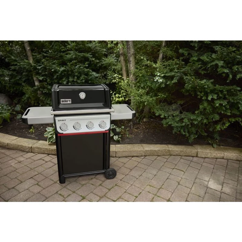 Barbecue a gaz - Weber - Spirit E-410 - Thermometre analogique - Fonte d'aluminium - Tablettes latérales - Noir