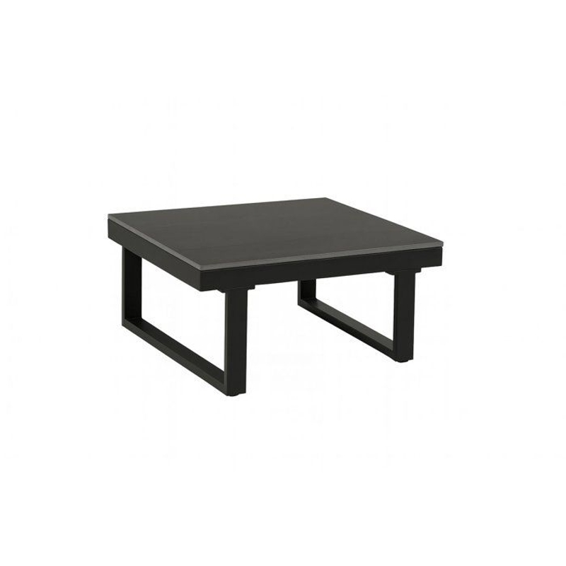 Salon de jardin d'angle 7 places - Aluminium - ALMARA - Canapé d'angle + 2 tabourets + table - Ecru