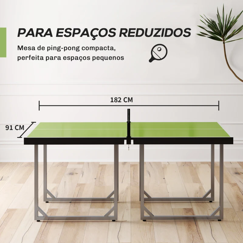 HOMCOM Mesa de Ping Pong Dobrável Mesa de Ping Pong Profissional com Rede e Estrutura de Aço 182x91x76 cm Verde