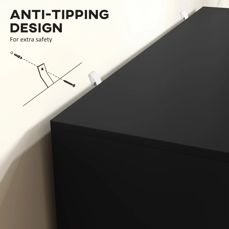 HOMCOM Sideboard Buffet Cabinet, Modern Kitchen Storage Cabinet with 4 Doors and Adjustable Shelves Black