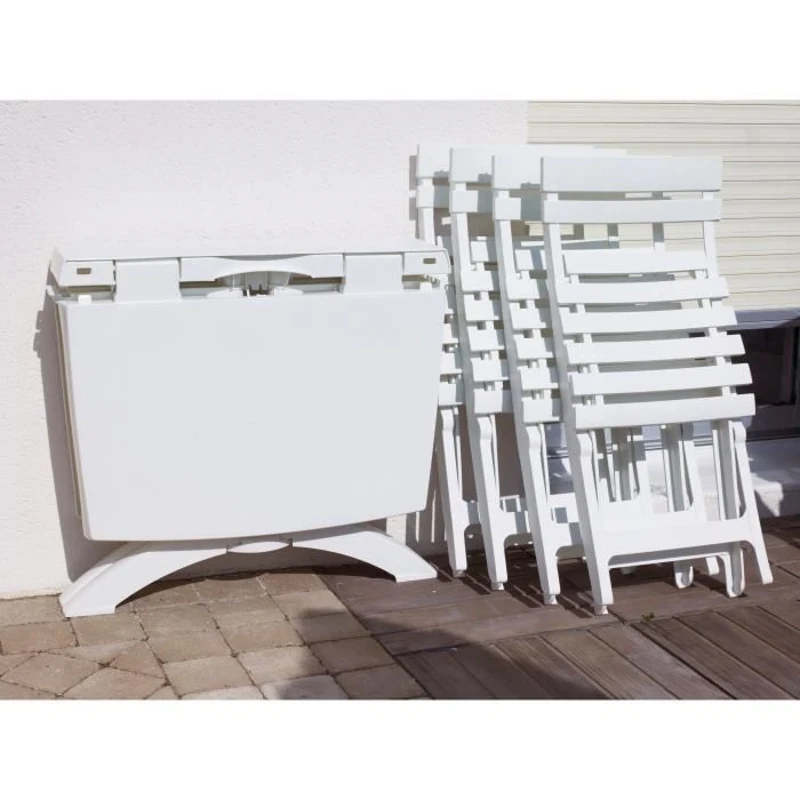 Chaise pliante Miami - GROSFILLEX - Blanc - Résistante aux intempéries et peu encombrante