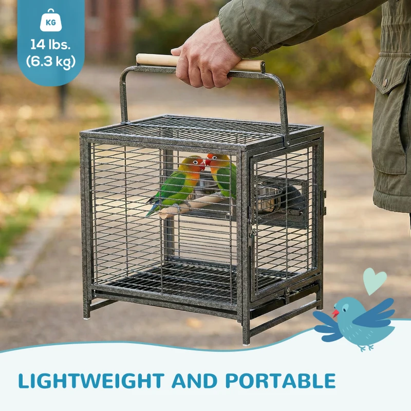 PawHut Parrot Cage, Travel Carry Pet Bird Cage, with Metal Handle