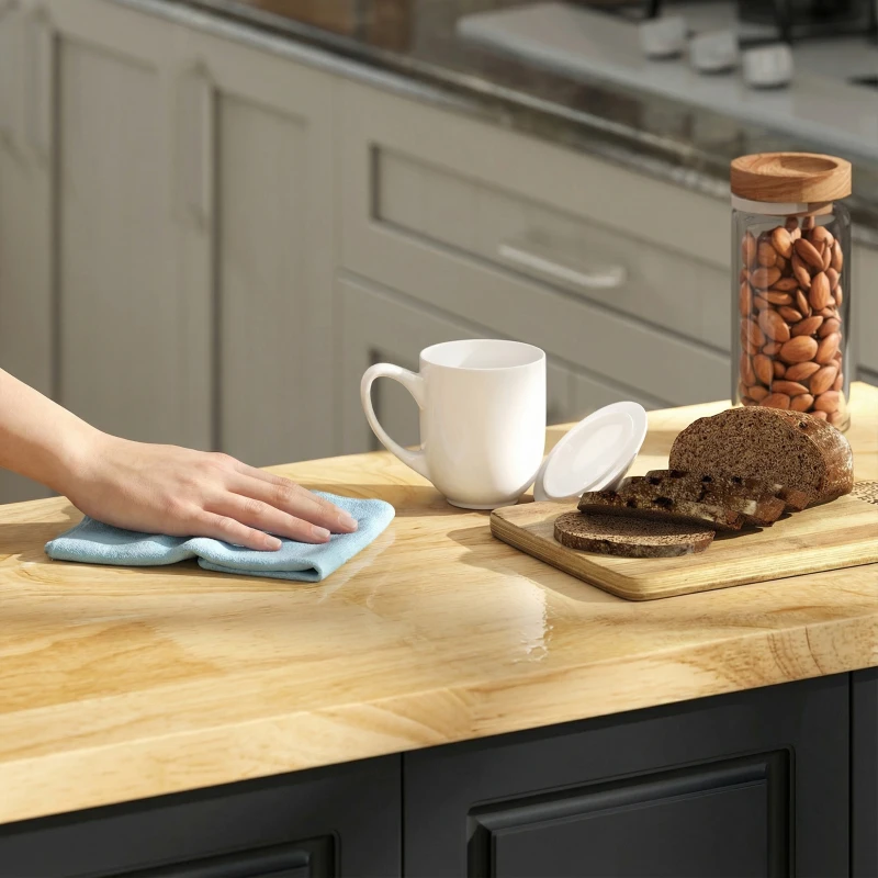 HOMCOM Kitchen Island on Wheels, Rolling Kitchen Storage Trolley with Drop Leaf, Drawers, Towel and Spice Rack, Black