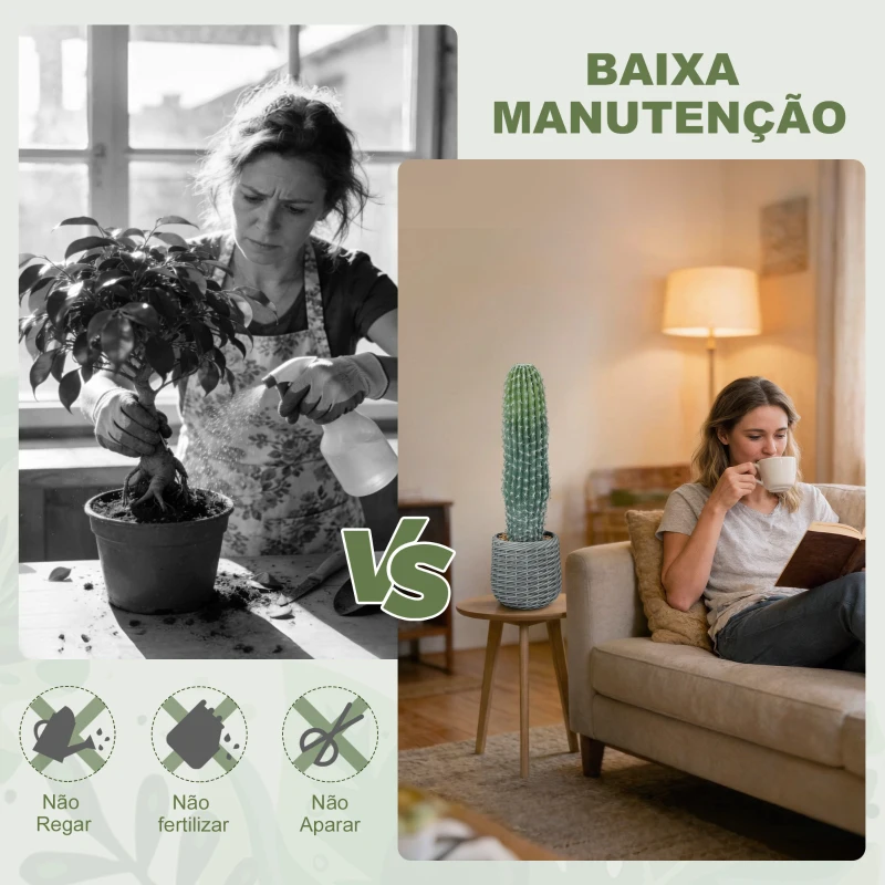HOMCOM Cacto Artificial 66 cm, Planta Artificial Decorativa com Vaso para Decoração de Interiores Verde