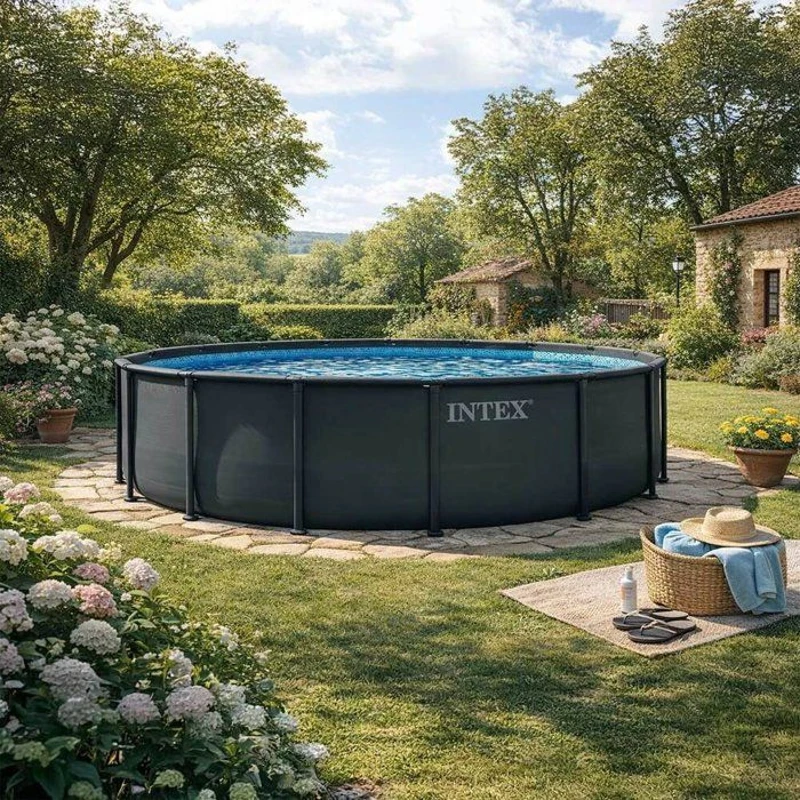 Kit piscine hors sol tubulaire INTEX - Ultra XTR - 488 x 122 cm - Ronde (Echelle, vannes, filtre, bâche, tapis de sol) - 26326GS